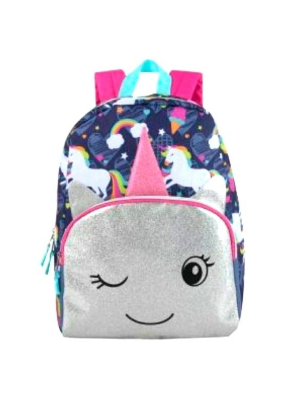 Madison & Dakota Trialmaker Winking Unicorn Glitter Backpack Pink Blue Kids Scho